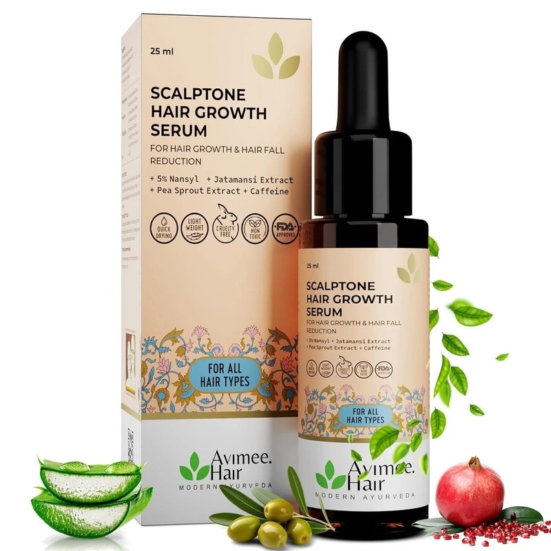Avimee Herbal Scalptone Serum 25ml Hair Growth & Fall Control Nansyl, Green
