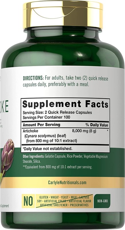 Artichoke Extract 8000mg | 200 Capsules | Non-GMO & Gluten Free | by Carlyle gallery