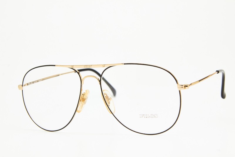 FILOS 5207 Gold/Black Thin Metal Frame Glasses Vintage 80s👓Unisex gallery