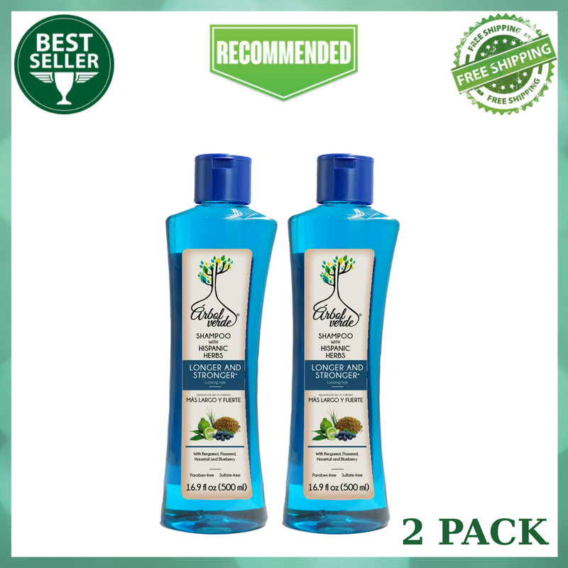 Arbol Verde Natural Hair Growth Shampoo with Natural Plants, 16.9 fl oz, 2 Pack