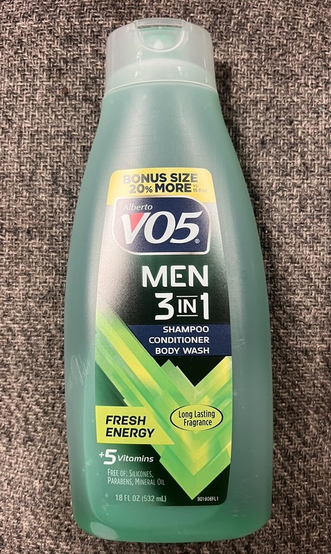 4 Bottles VO5 Men 3 in 1 Shampoo Conditioner Body Wash Fresh Energy 18oz Each