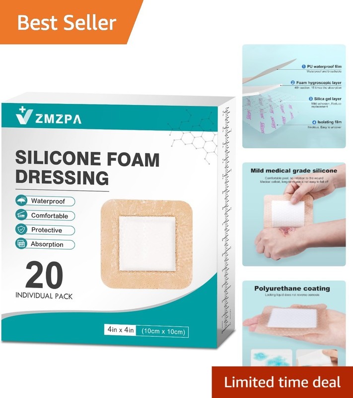 Super Absorbent 4×4 Silicone Bandages – 20 Pcs for Pressure Sore Prevention
