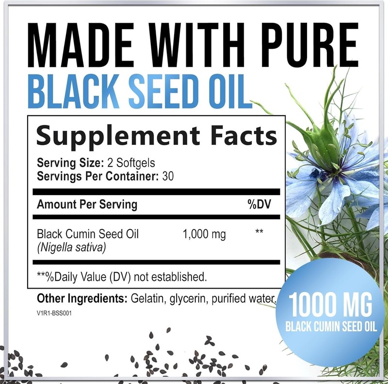 Black Seed Oil Softgels 1000mg - Premium Nigella Sativa Blackseed, Pure Natural gallery