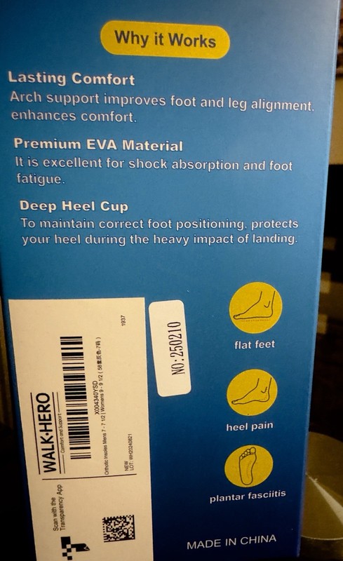 New In Box Unused Walk-Hero Medical Orthotic Insoles 7 - 7 1/2 Women 9 - 9 1/2 gallery