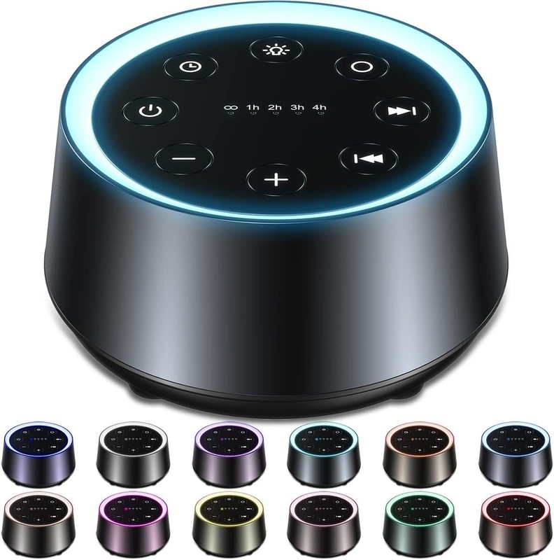 EasyHome Sleep Sound Machine White Noise Machines with 30 Soothing Black