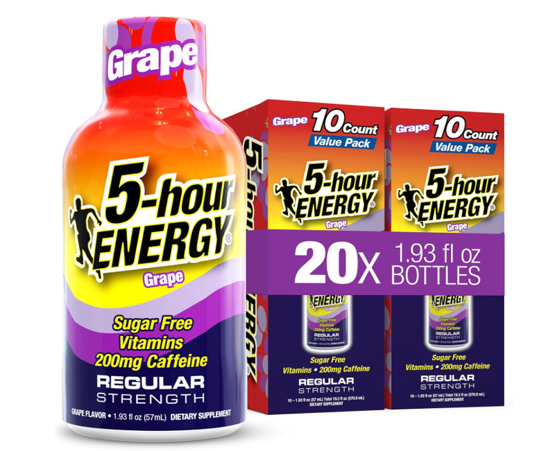 5 Hour Energy Grape Shot 20Ct Sugar Free Zero Calorie Energy