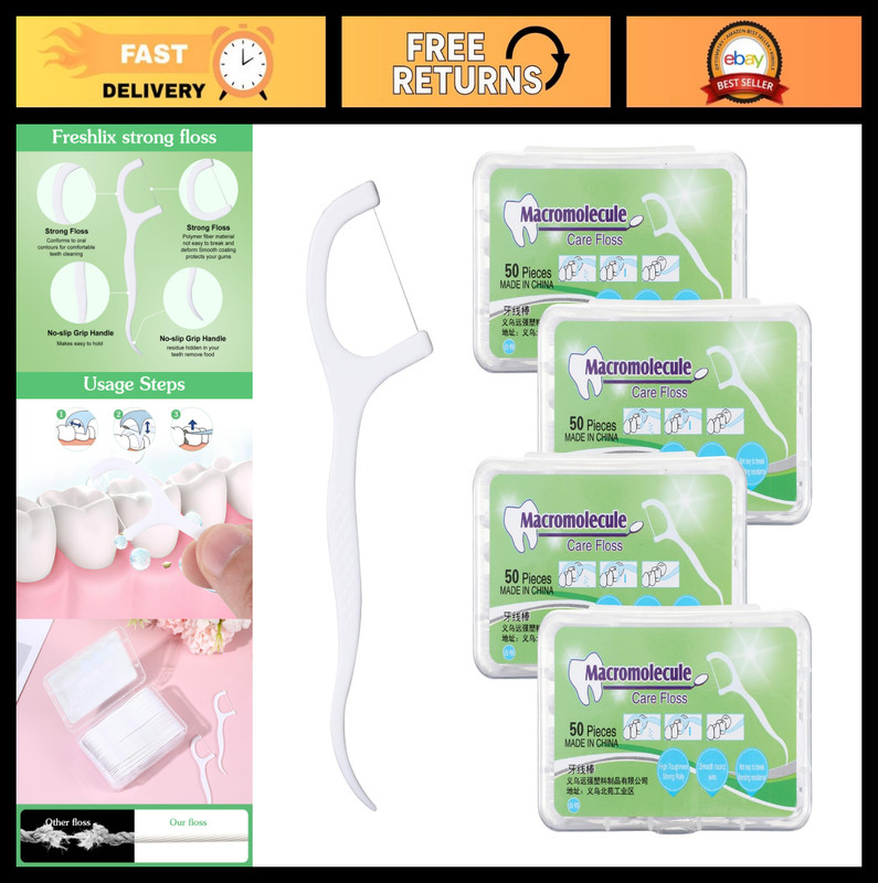 2000 Dental Floss Picks Travel Pack, Interdental Toothpicks with Non-Slip Grip,