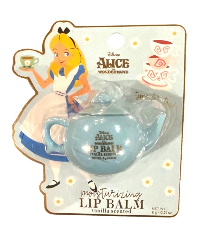 Disney Alice In Wonderland Vanilla Moisturizing Lip Balm Blue Teapot w/Lid Shape