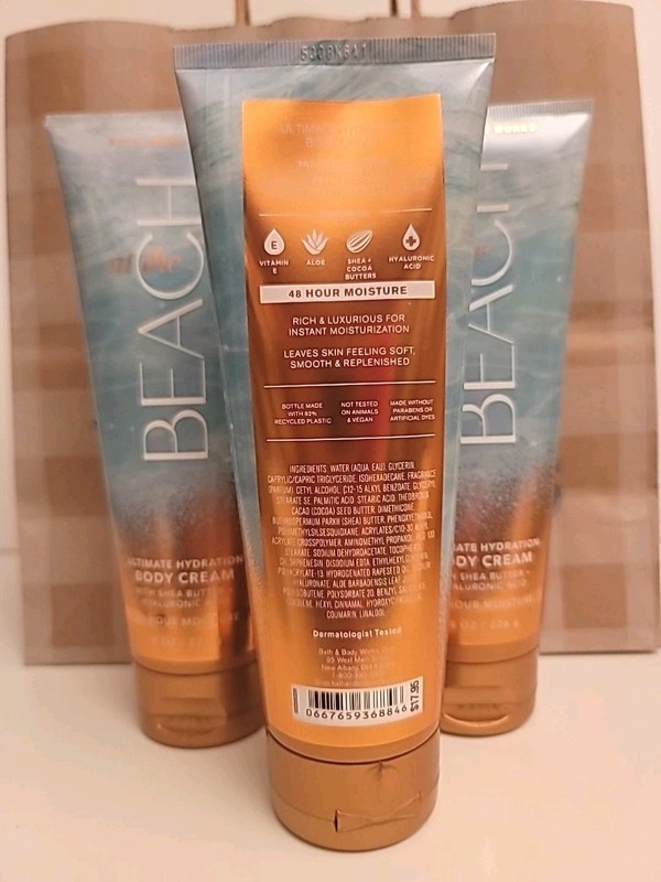 3X Bath and Body Works AT THE BEACH Ultimate Hydration body Cream 8 fl oz New gallery