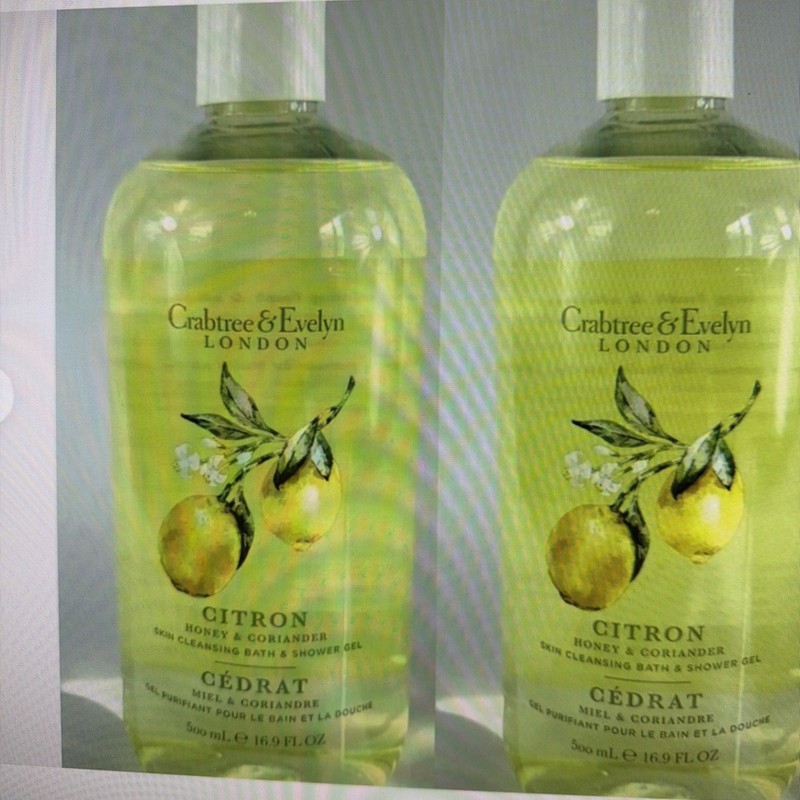 2 Crabtree & Evelyn Lemon Citron Bath & Shower Gel, 2 Pack, 33.8 oz Each (Jumbo)