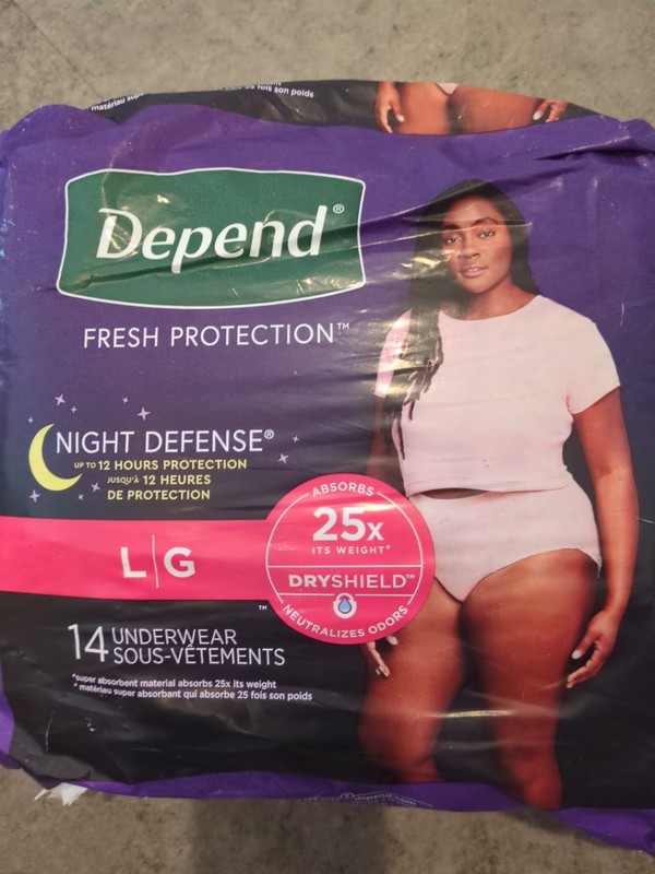 Depend Fresh Protection Night Defense Large Overnight Incontinence Pants 14 Pack