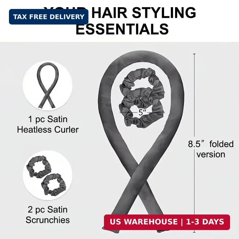 Heatless Hair Curler Set, Satin Heatless Curls Overnight with 1 Curler Rod and 2 gallery