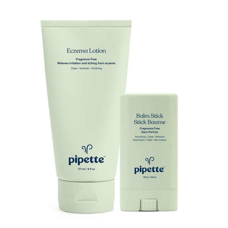 Pipette Eczema Lotion and Balm Stick Fragrance-Free for Dry Skin set of 2
