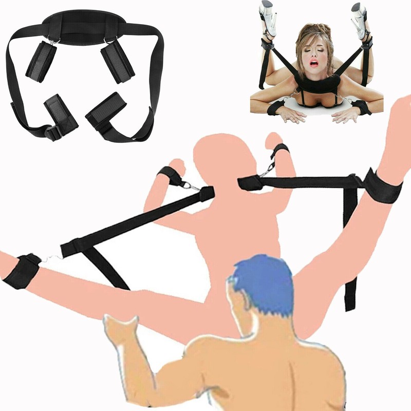 SM Bondage Open-Leg Spreader Bar BDSM Handcuffs Ankle Cuffs Bed Restraints