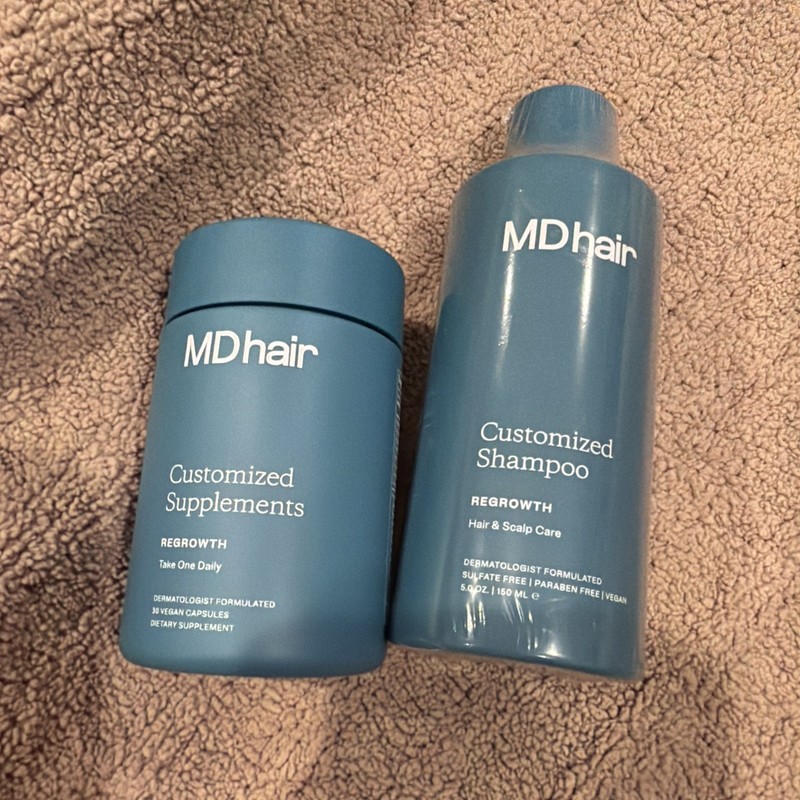 NEW MDHair Customized Hair Care SHAMPOO / SUPPLEMENT CAPSULES 2 ITEM KIT Sealed