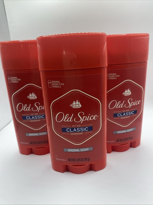 Old Spice Deodorant 3.25 oz Classic Original Round Stick – THREE PACK Set