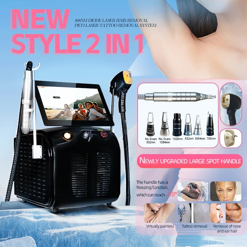 2-in-1 Ice Titanium Diode Laser Hair Removal & Pico Tattoo Removal 755/808/1064