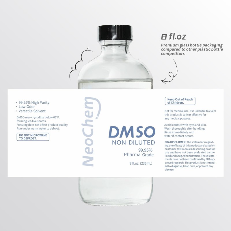 99.95% Pure DMSO Liquid 8 oz | Undiluted & Odorless | Premium Glass Bottle gallery
