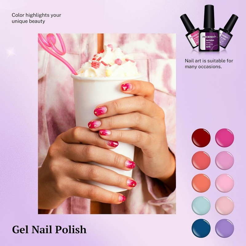 24 PCS Gel Nail Polish Set,21 Colors Gel Nail Polish Kit with Base Glossy Matte gallery