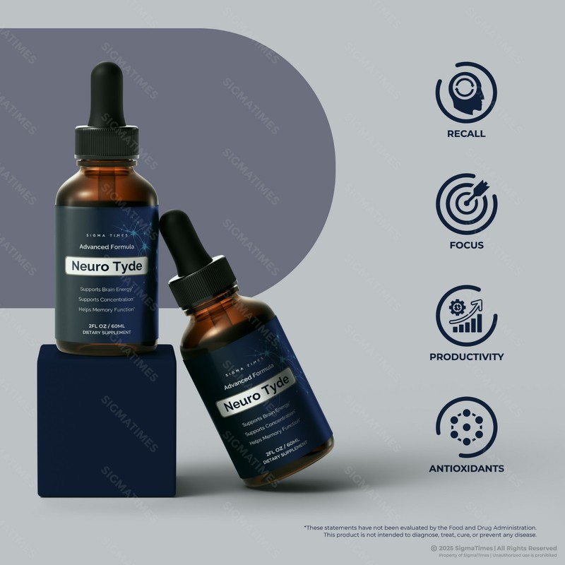 NeuroTyde Drops, Neuro Tyde Liquid Supplement for Brain Focus & Memory - 5 Pack gallery