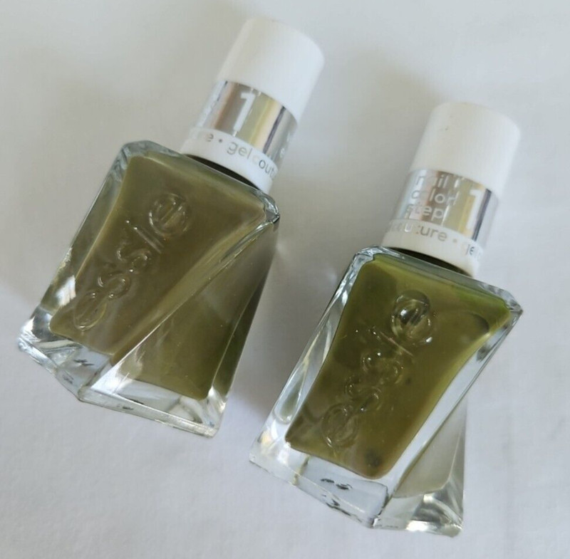Lot of 2 ESSIE Gel Couture Nail Polish Lacquer #89 Totally Plaid - Olive Green gallery