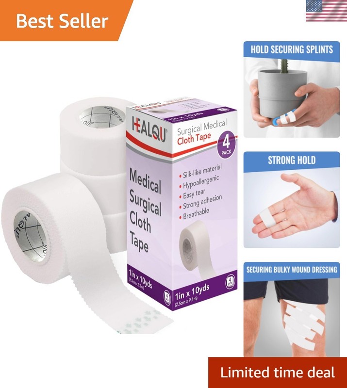 Silk Like Medical Tape – Durable Cloth Medical Tape – 1 in x 10yd, 4 Rolls – …