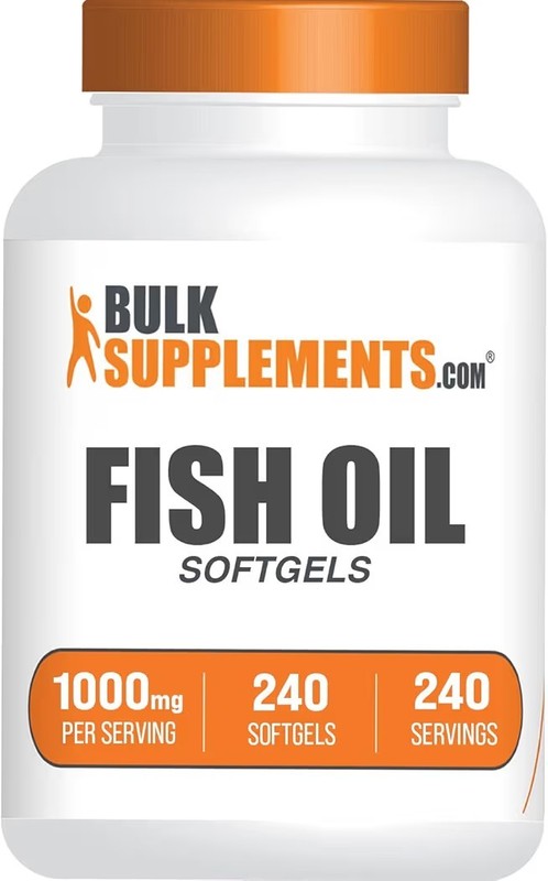 BulkSupplements Fish Oil 1000mg Omega 3 Softgels 240 Count Gluten Free