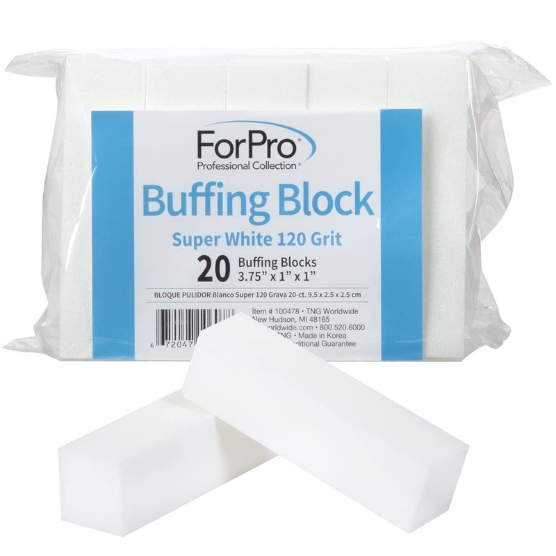 20 Pcs Professional Super White Nail Buffer Blocks 120 Grit 4-Sided Manicure
