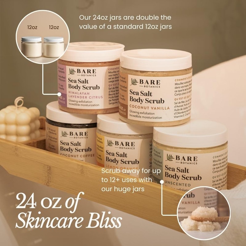 Sea Salt Body Scrub Unscented 24oz Non-toxic Vegan Cruelty-free Full Body gallery