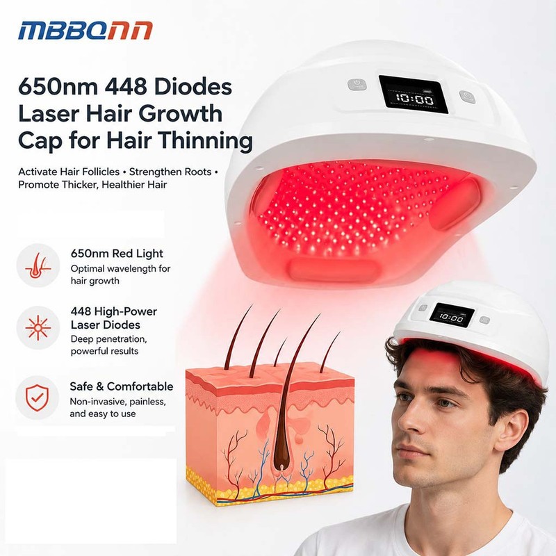 650nm 448 Diodes Laser Hair Growth Cap for Hair Thinning Postpartum Hair Loss