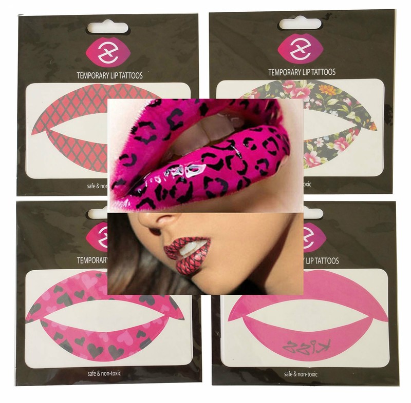 4 Pcs Assorted Lip Tattoo Sticker Art Lady Party Fancy Safe Stickers