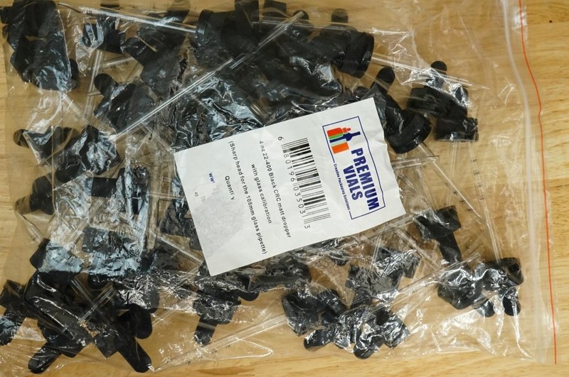 NOS Bulk Lot Premium Vials 22-400 Black CRC Matt Dropper 108mm Glass Pipette