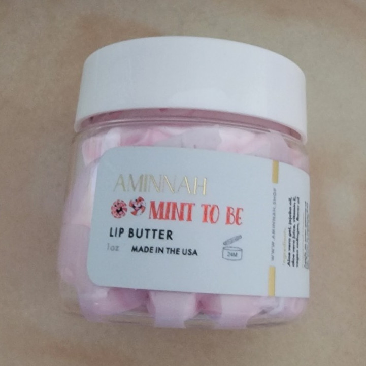 AMINNAH Mint To Be Lip Butter Balm, Mint Scent, Vegan, Aloe+Jojoba+E 1 oz