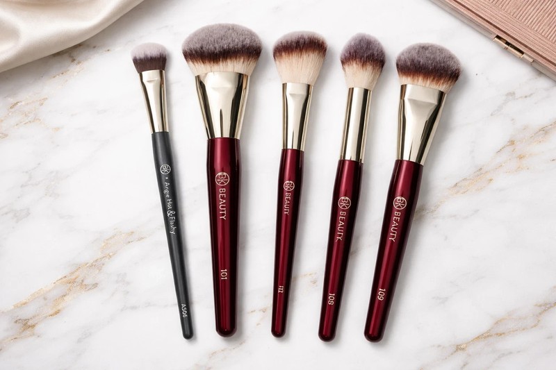 BK Beauty 5pc Brush Set 101 A506 Kitten Paw 108 109 112 Foundation Concealer Kit