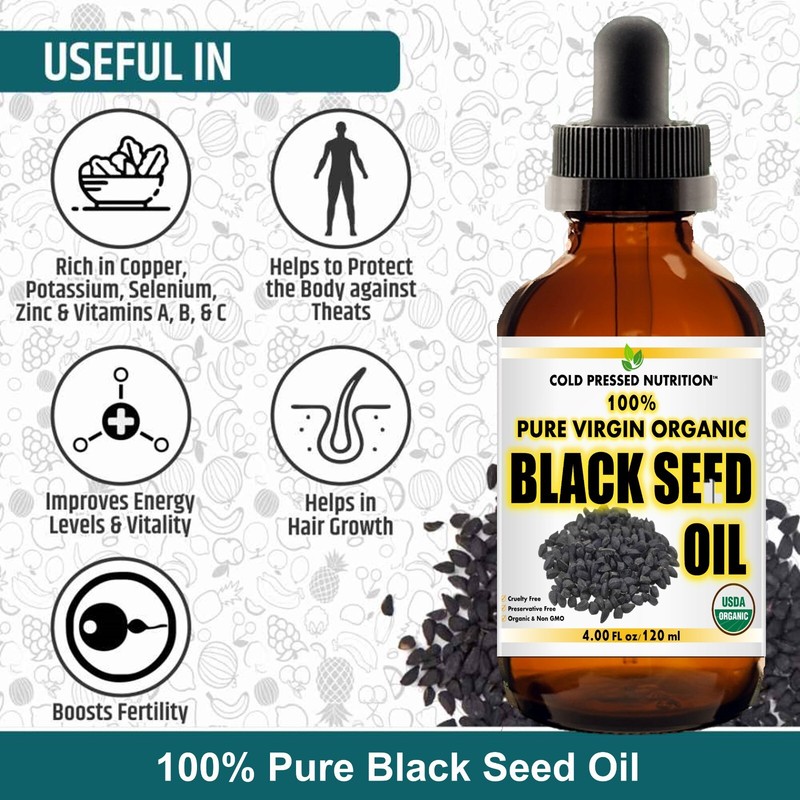 100% Pure Virgin CERTIFIED Organic Black Seed Oil Edible Cold Pressed Cumin 4oz gallery