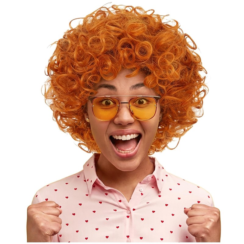 Orange Curly Wig Women Short Afro 70s Orange Wig for Unisex Adult Heat Resist…