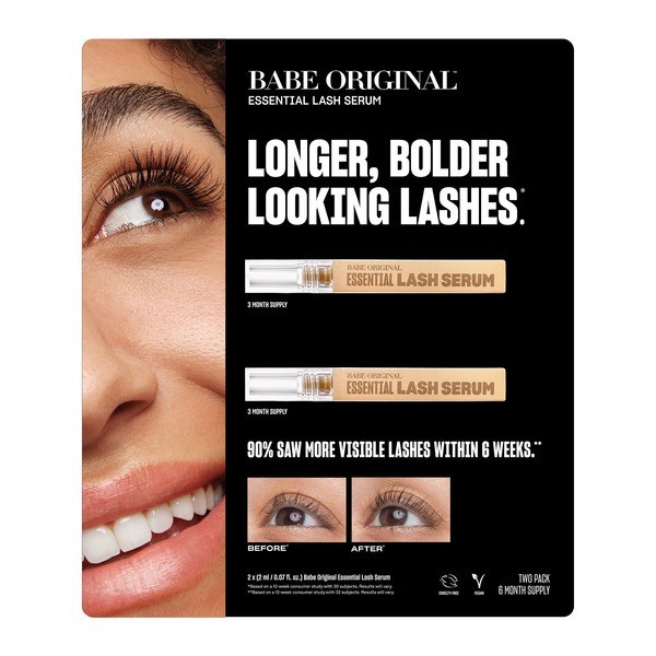 Babe Original Essential Lash Serum, 0.07 fl oz, 2-pack 6 Months Supply.