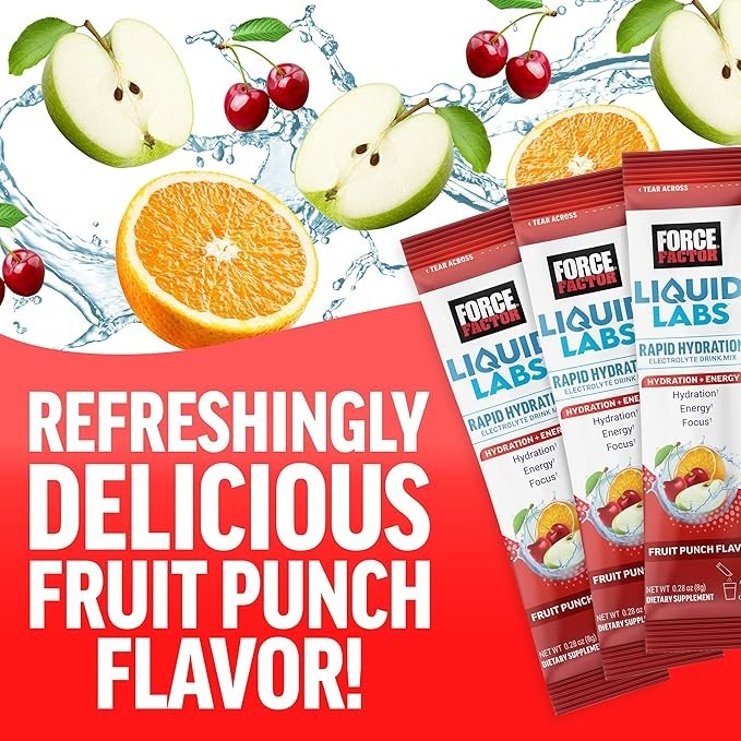 Force Factor Liquid Labs Energy Drink Electrolyte Powder Hydration Packets 10/26 gallery