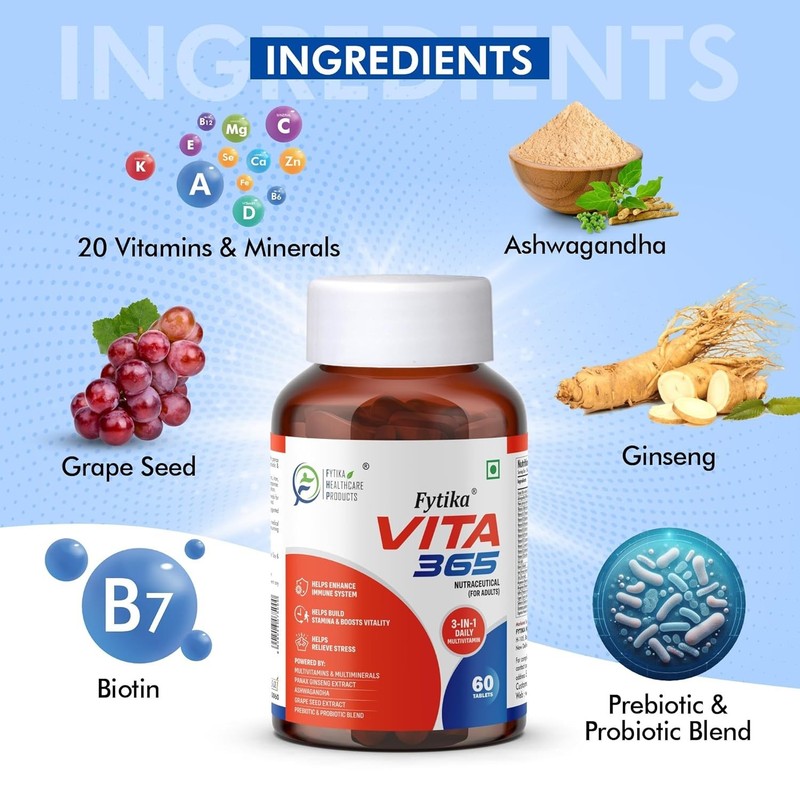 FYTIKA Vita 365|Multivitamin for Men & Women 60 Tablets (PACK OF 1) Free Ship gallery