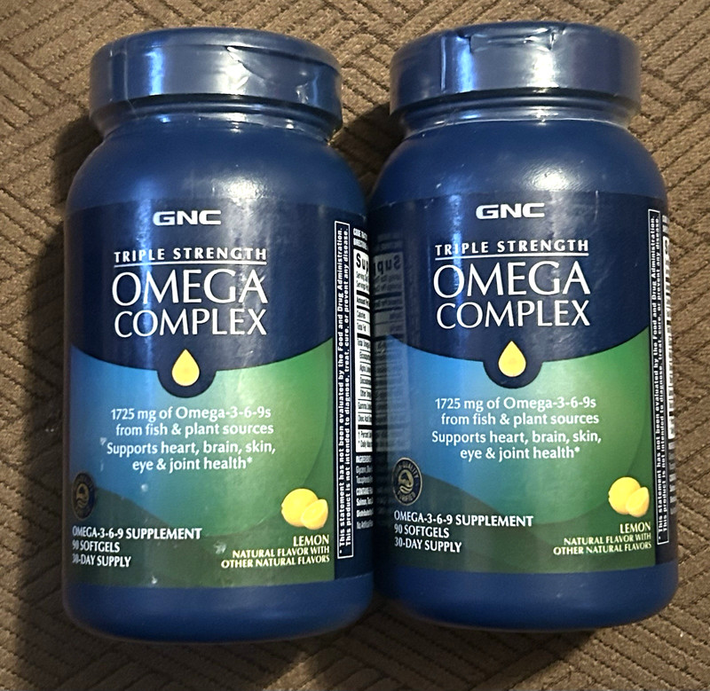 Lot 2 GNC Triple Strength Omega Complex Fish Oil, 1725mg Omega 3 6 9 Exp 12/26