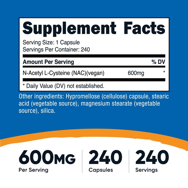 Nutricost N-Acetyl L-Cysteine (NAC) 600mg, 240 Vegetarian Capsules gallery
