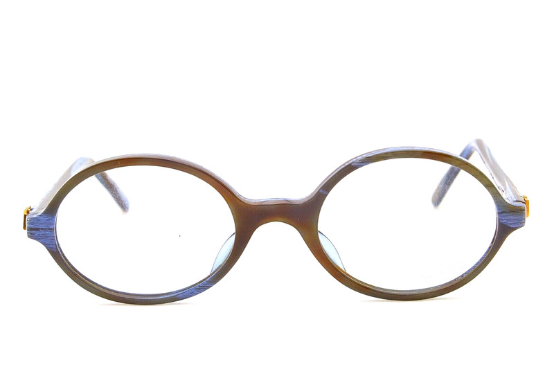 EMMANUELLE KHANH PARIS BLUE BROWN oval glasses frame 90s👓Women men