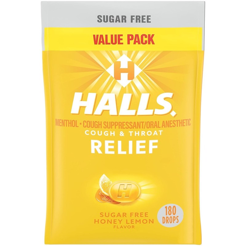 HALLS Relief Honey Lemon Sugar Free Cough Drops Value Pack 180 Drops