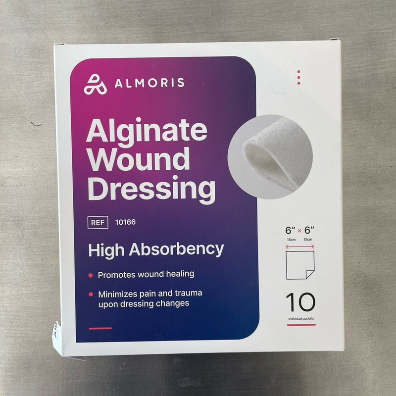 ALMORIS Alginate Wound Dressing High Absorbency 6×6 in 10ct MPN 10166