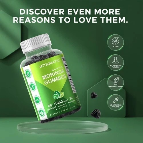 NEW Vitamatic Sugar Free Moringa Gummies 10000mg 60 Pectin Based Gummies gallery