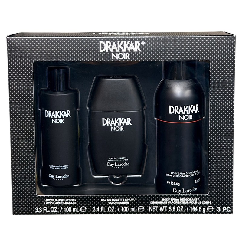 Drakkar Noir Guy Laroche Set – EDT Spray 3.4 oz + Deodorant + After Shave