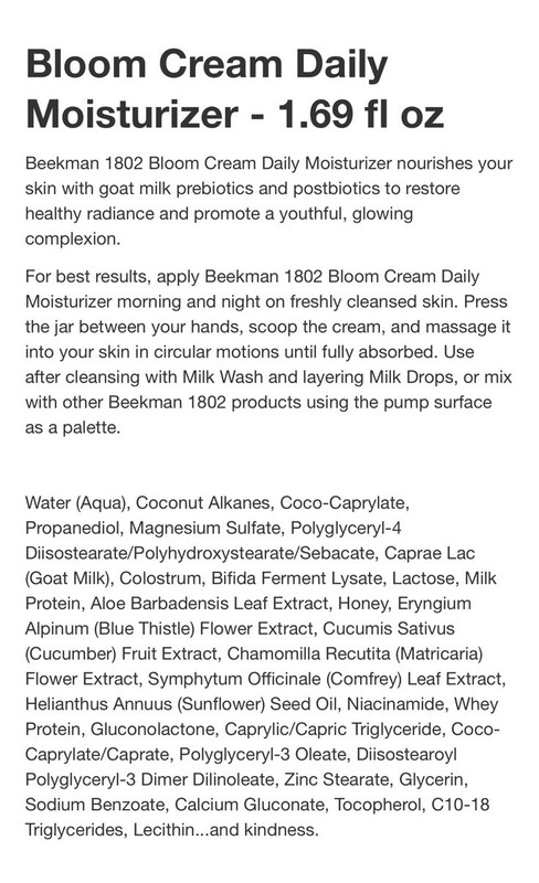 BEEKMAN  1802 Bloom  Cream 1.69 oz Tube Made With Goat Milk Daily Face Cream NIB gallery