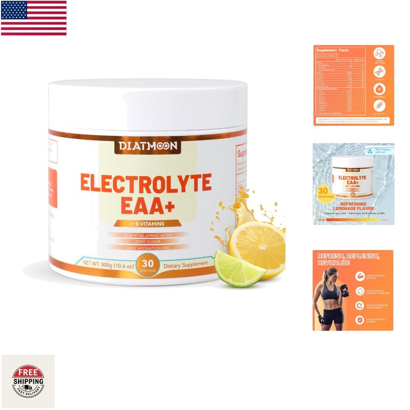 EAA & BCAA Powder – Essential Amino Acids Hydration Supplement, 30 Servings