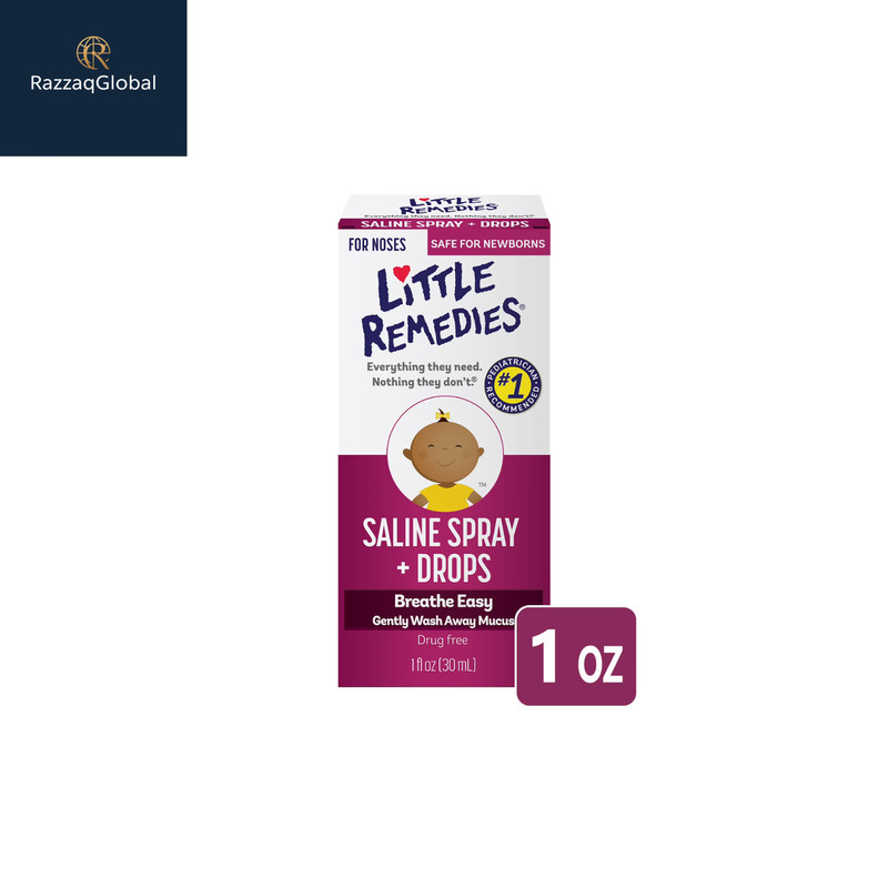 Little Remedies Saline Spray & Drops for Newborns Gentle Mucus Relief 1oz