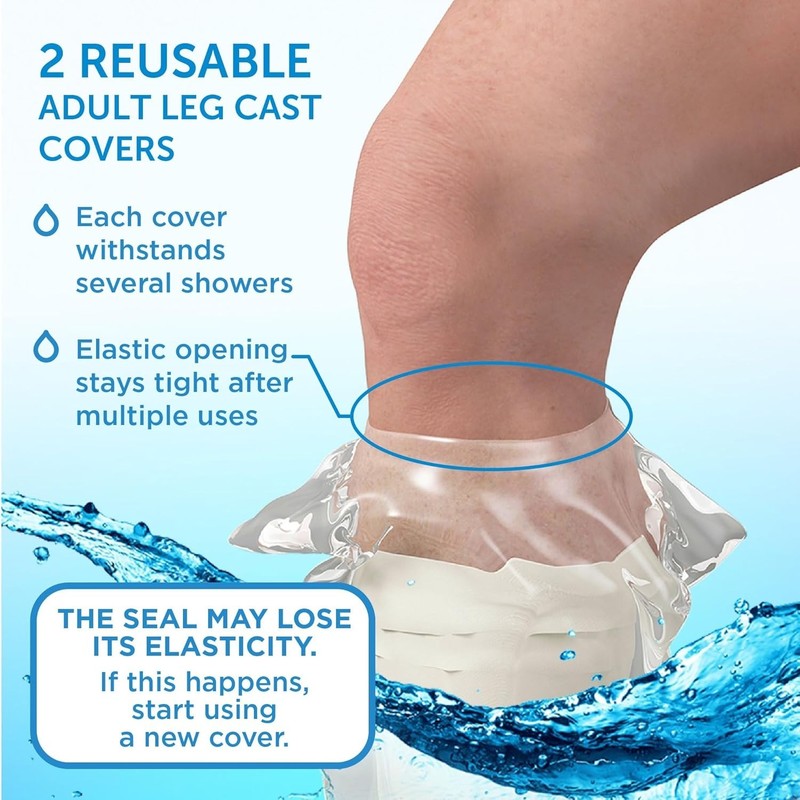 Tight Seal Waterproof Cast Cover for Showering – Adult Half Leg 2-Pack gallery
